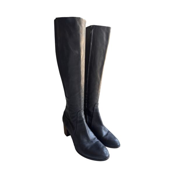 Coclico Knee High Black Block Heel Boots Size 38.5 / US 8-8.5 - Picture 1 of 9